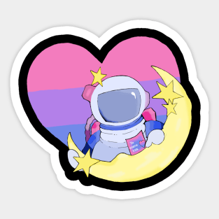 Astronaut with Bisexual Heart Sticker